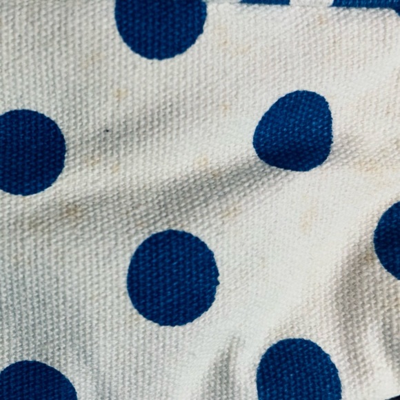 Ciro Citterio Canvas Tote Bag Blue/White w 22" Rope Handle Bows Sides and Front - Picture 11 of 12